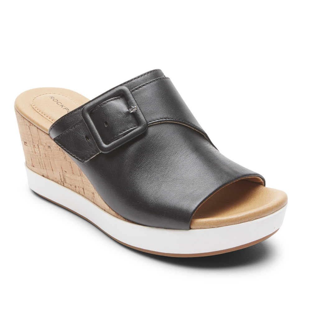 Rockport Badesandaler Dame Svart - Lyla Buckle - SDYE35981